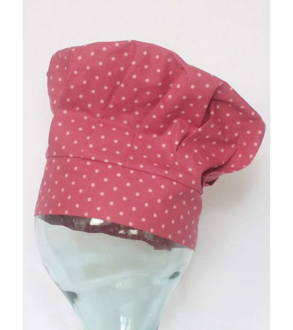 GORRO DE COCINA Rosa puntos blancos