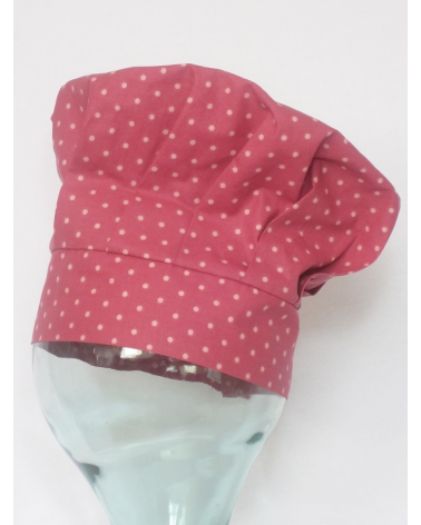 GORRO DE COCINA Rosa puntos blancos