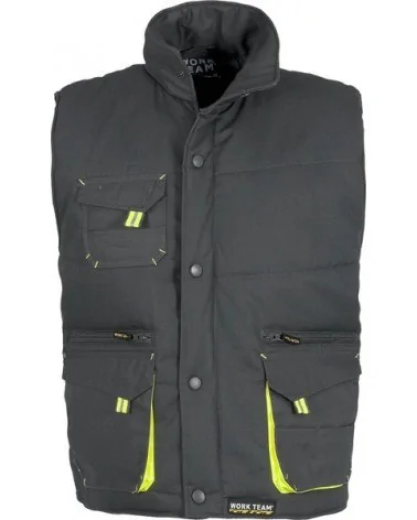 CHALECO ACOLCHADO LINEA 6 GRIS/AMARILLO COMPLETO