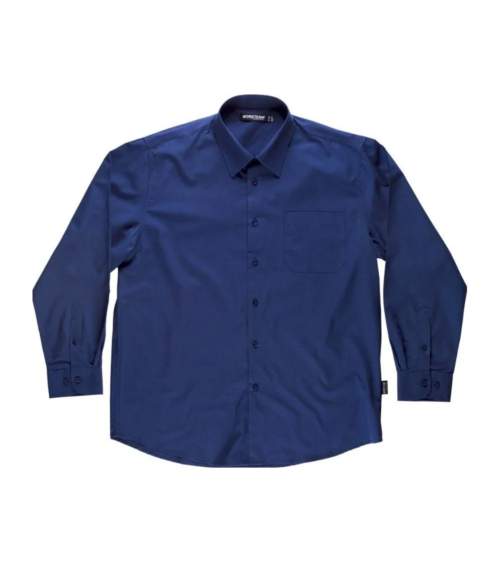 Camisa entallada azul marino de popelín con logo bordado