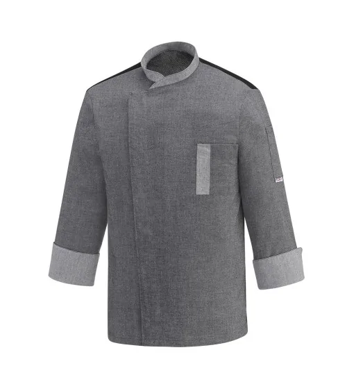 CHAQUETA COCINA SLIM GRIS FRENTE