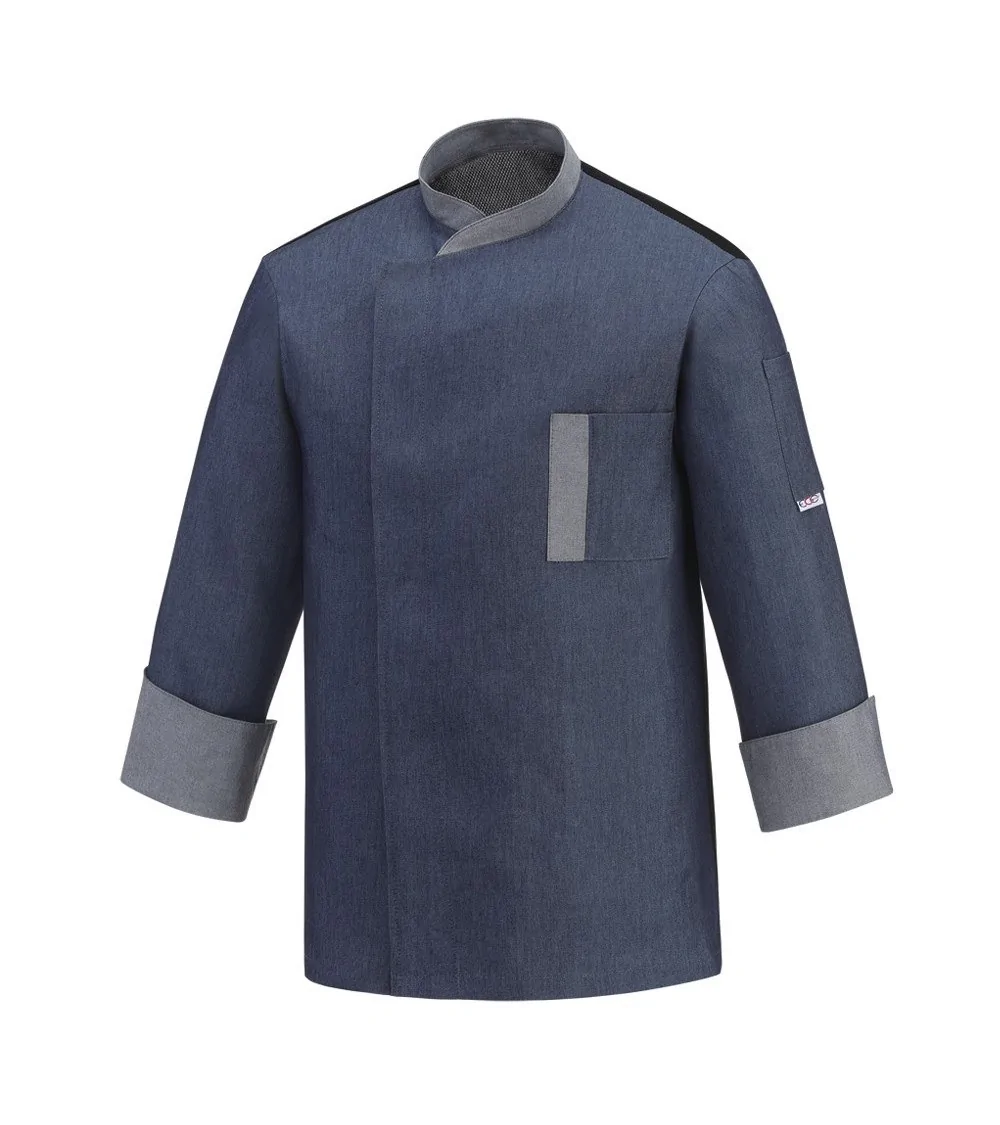 CHAQUETA COCINA SLIM AZUL FRENTE