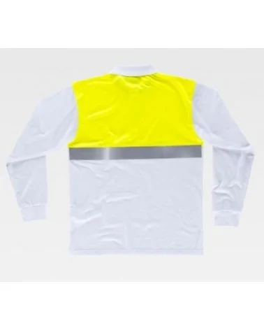 POLO TÉCNICO AV MLARGA BLANCO AMARILLO ESPALDA