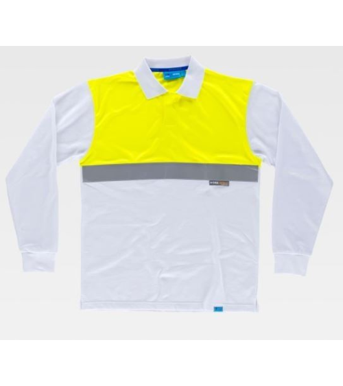 POLO TÉCNICO AV MLARGA BLANCO AMARILLO FRENTE