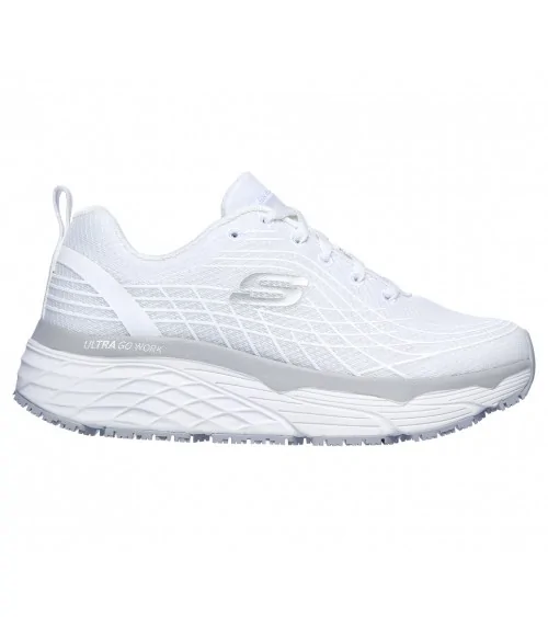 ZAPATILLA DE TRABAJO ANTIDESLIZANTE MUJERES SKECHERS Blanca perfil