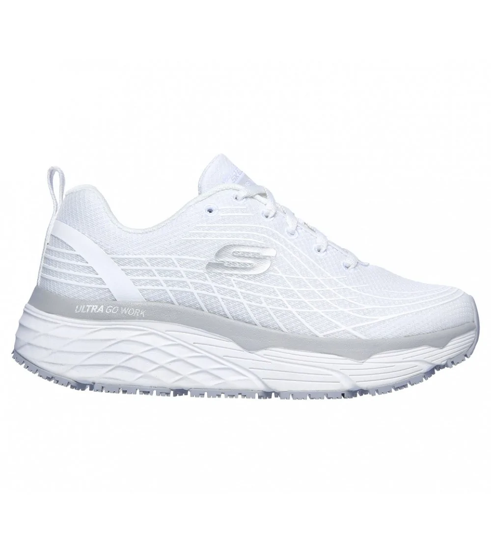 ZAPATILLA DE TRABAJO ANTIDESLIZANTE MUJERES SKECHERS Blanca perfil