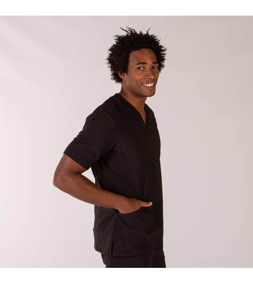 CASACA SANITARIA HOMBRE EXTRAFIBER Negra perfil