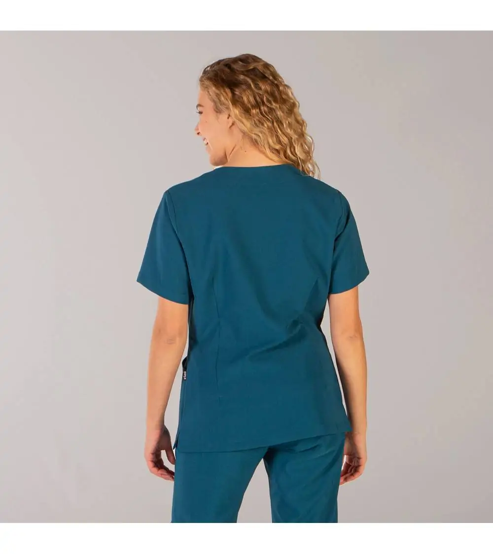 CASACA SANITARIA MUJER EXTRAFIBER Verde petróleo frente