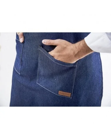 DELANTAL DENIM ELASTICO marino bolsillo