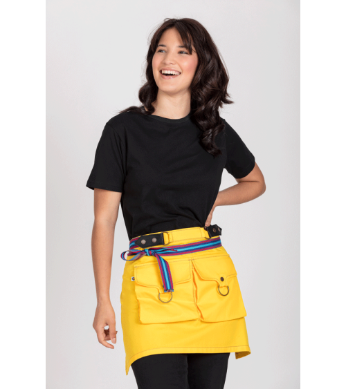 DELANTAL CORTO CON BOLSILLOS CARTERA amarillo