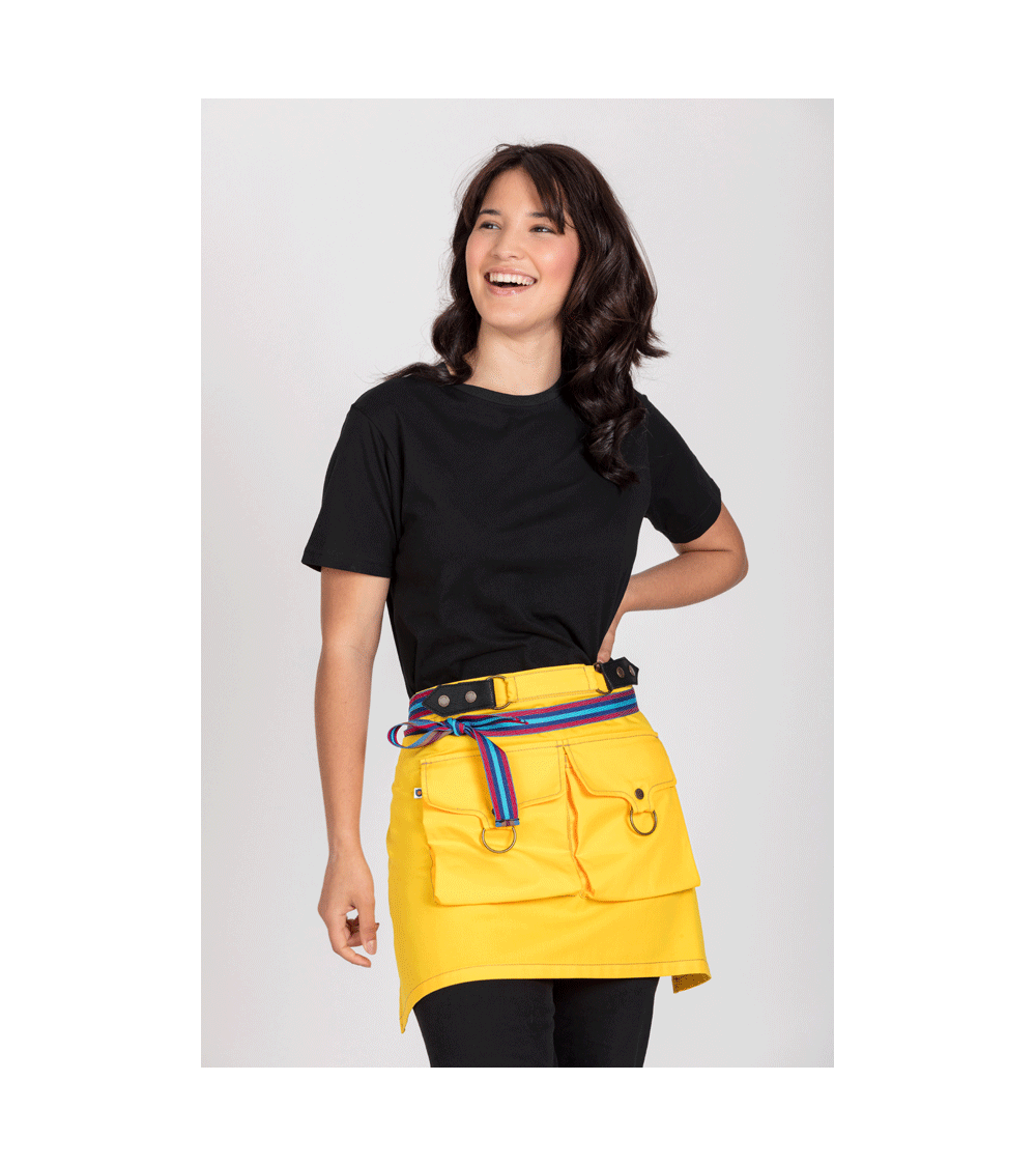 DELANTAL CORTO CON BOLSILLOS CARTERA amarillo
