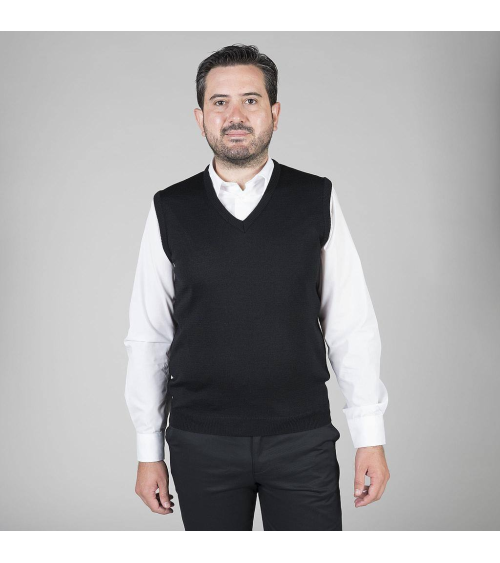 CHALECO CUELLO PICO CABALLERO Negro frente