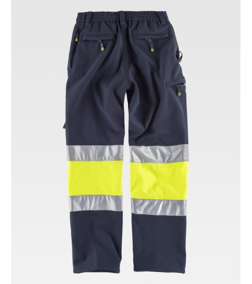 PANTALON WORKSHELL POLAR COMBI BANDAS Amarillo AV espalda