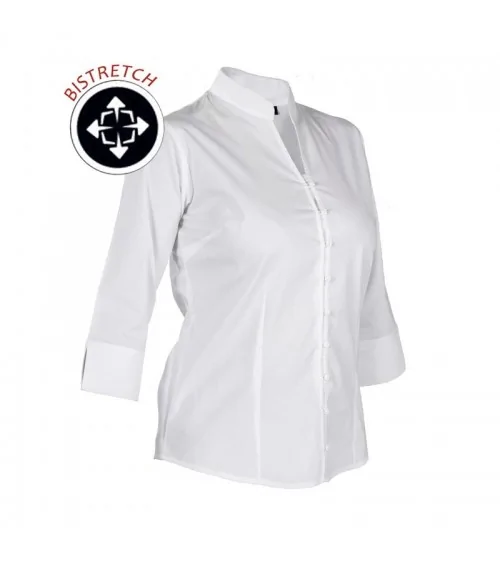 BLUSA BISTRETCH CUELLO MAO Blanca perfil