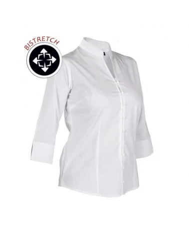 BLUSA BISTRETCH CUELLO MAO Blanca lisa