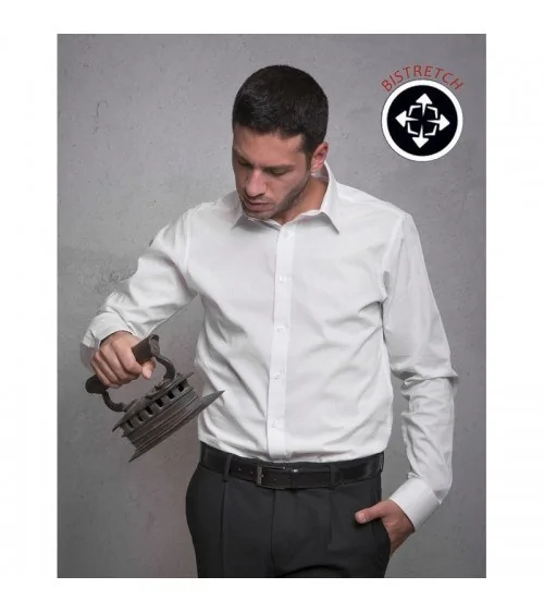 CAMISA ELASTICA PARA HOMBRES Blanca frente