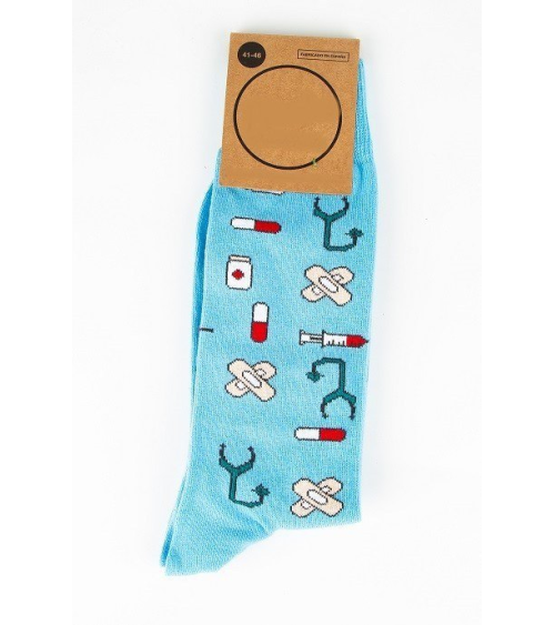 CALCETIN ESTAMPADO DE CAÑA MEDIA Blue Healthy