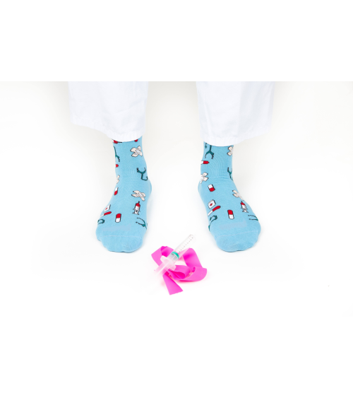 CALCETIN ESTAMPADO DE CAÑA MEDIA Blue Healthy Pies