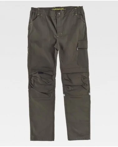 PANTALON ELASTICO REFUERZO RODILLERA FRENTE VERDE CAZA