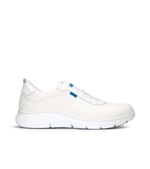ZAPATO CON CORDONES ELASTICOS MICROFIBRA blanco lateral