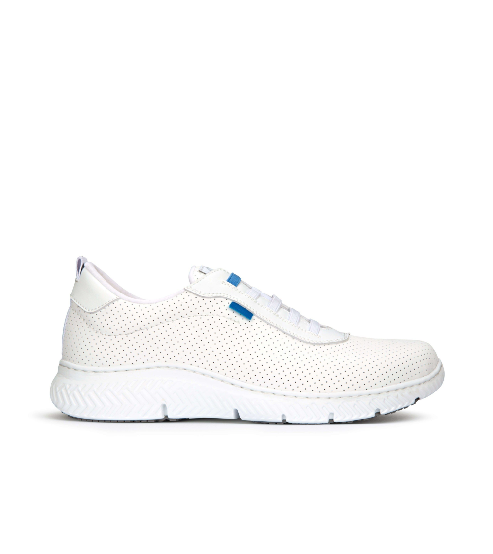 ZAPATO CON CORDONES ELASTICOS MICROFIBRA blanco lateral