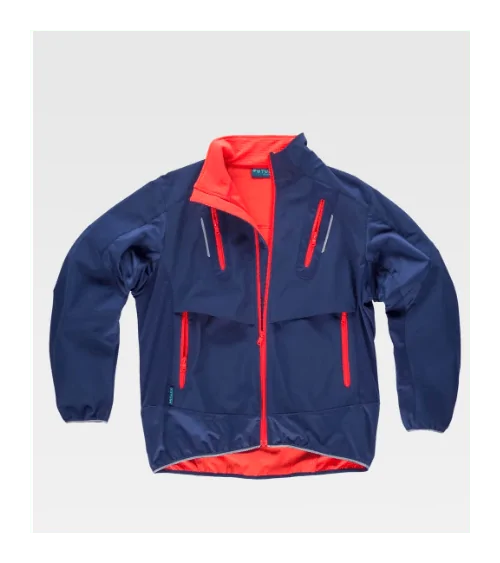 CHAQUETA WORKSHELL CON DETALLES REFLECTANTES roja frontal