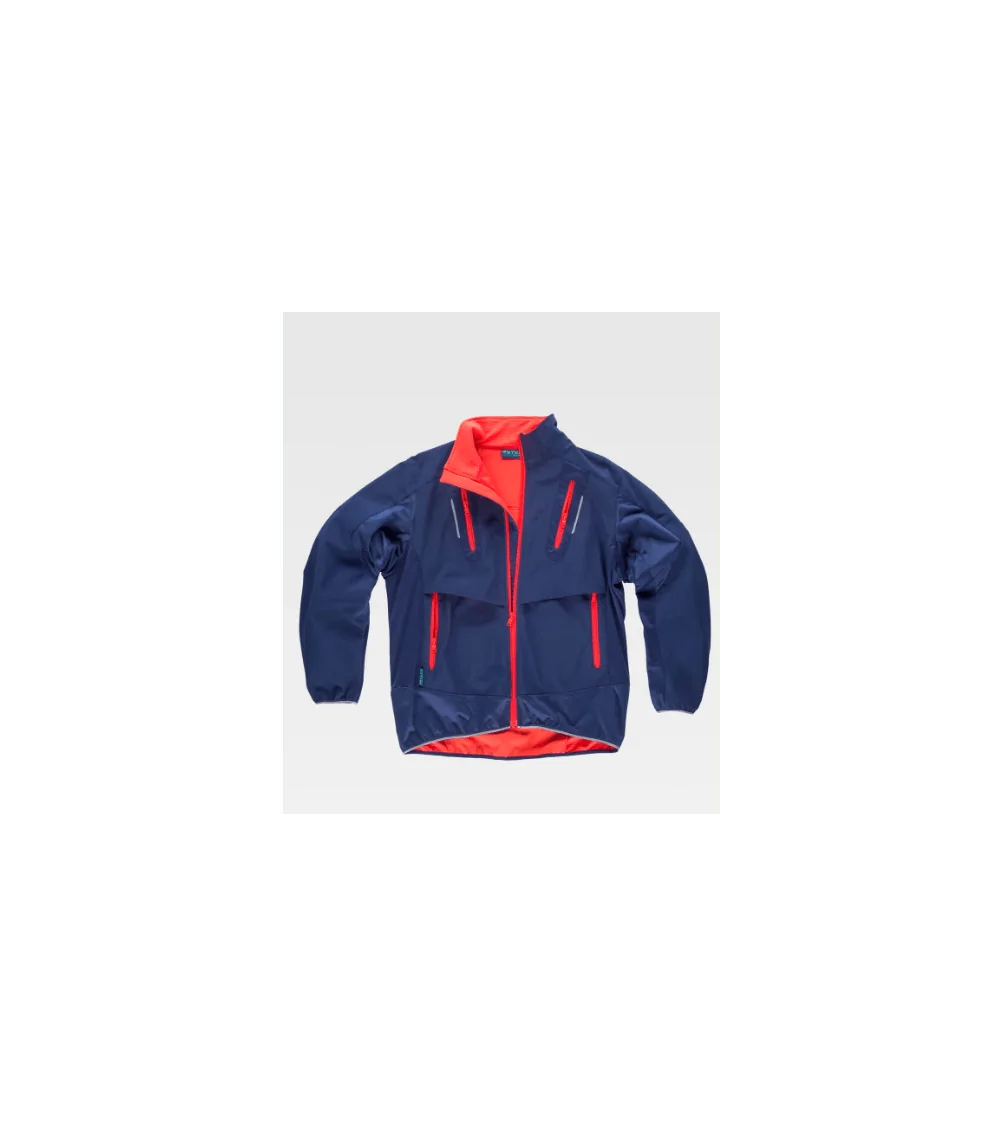 CHAQUETA WORKSHELL CON DETALLES REFLECTANTES roja frontal