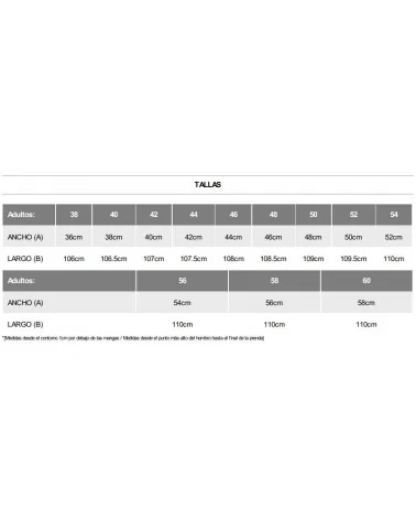 TABLA DE TALLAS