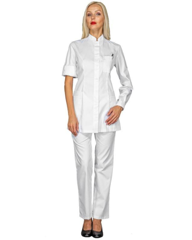 CASACA MANGA LARGA CUELLO MAO blanca