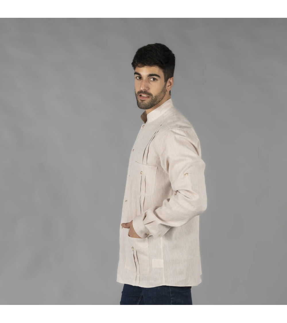 GUAYABERA LINO ALGODÓN CUELLO MAO