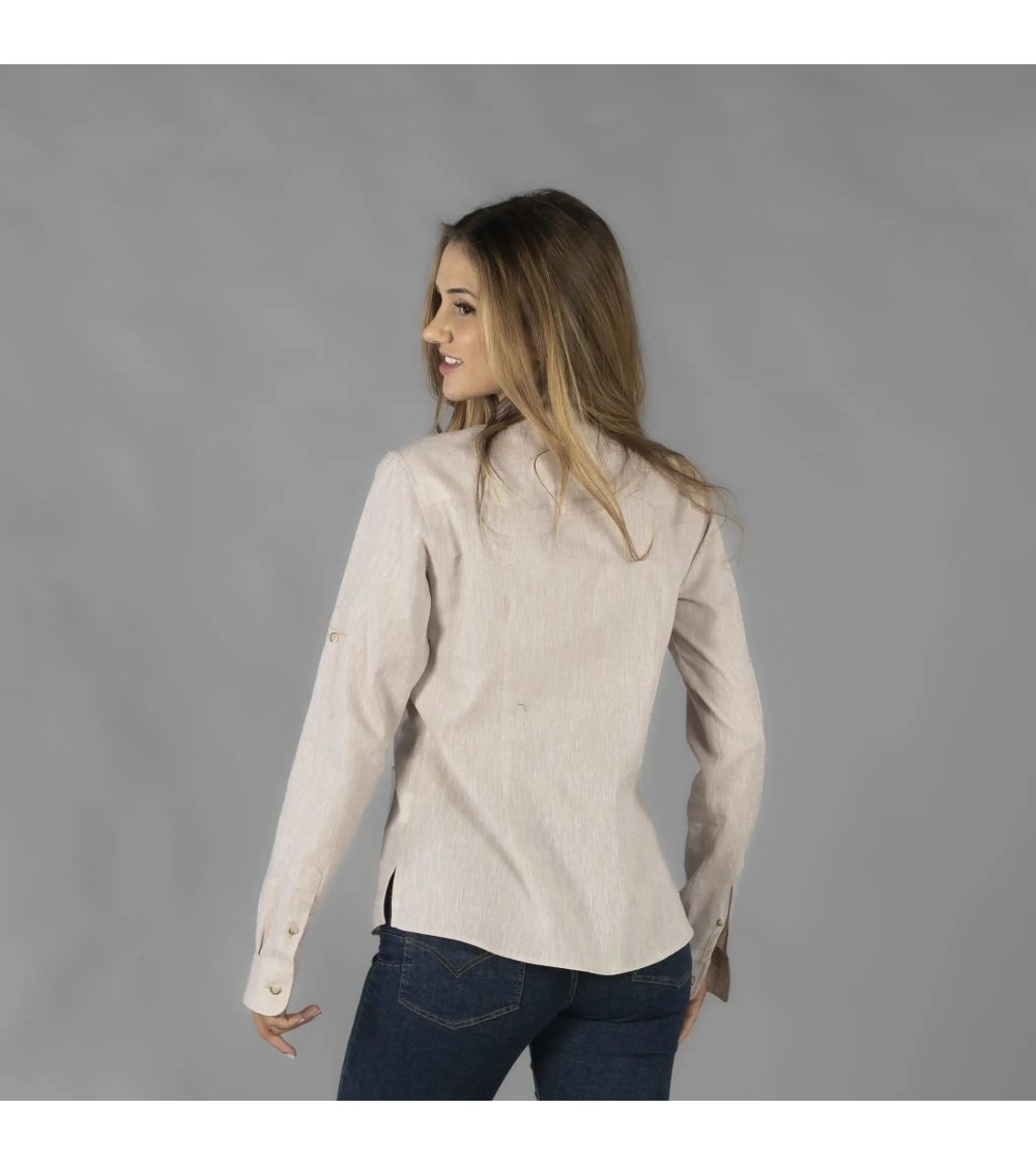 GUAYABERA MUJER LINO ALGODÓN CUELLO MAO