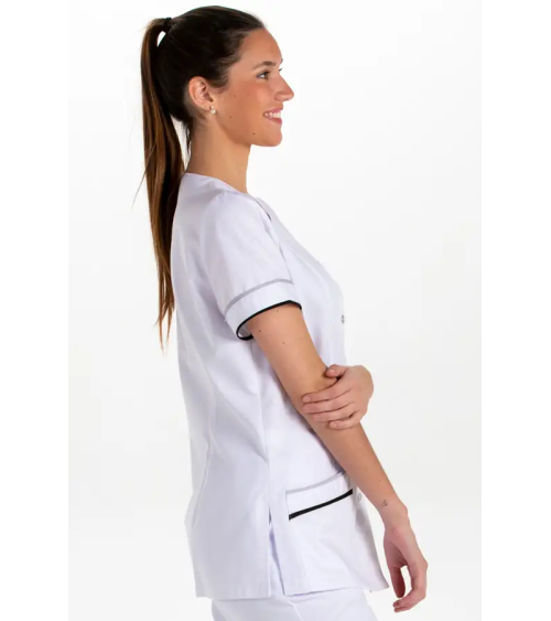 CHAQUETA SANITARIA SIN CUELLO M/C y VIVOS