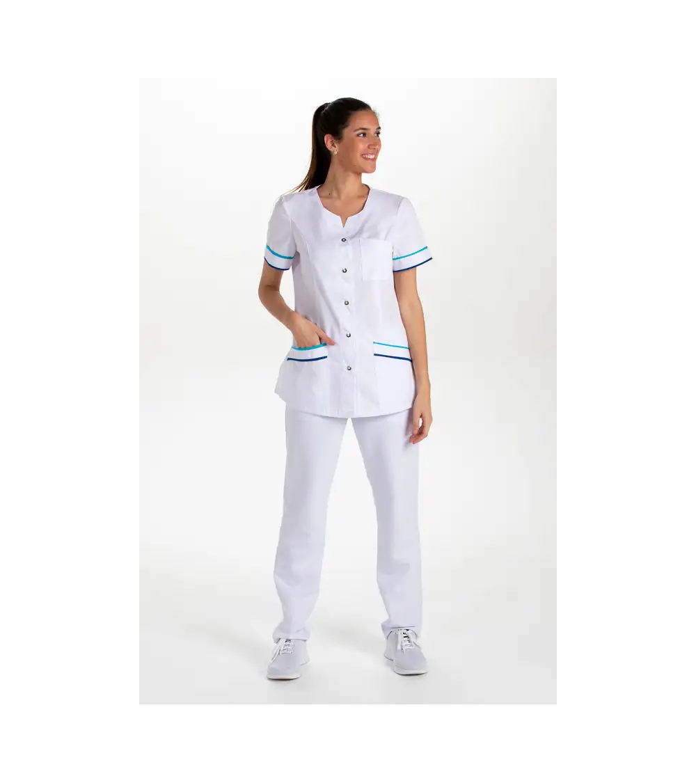 CHAQUETA SANITARIA SIN CUELLO M/C y VIVOS