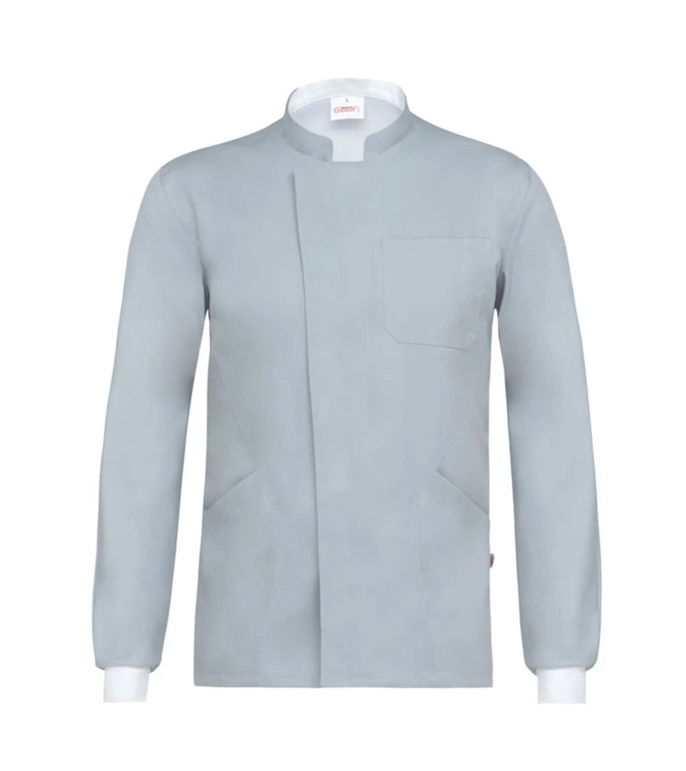 CASACA HOMBRE PARA ESTETICAS PUÑO DE PUNTO GRIS PUÑO BLANCO EJEMPLO DE USO