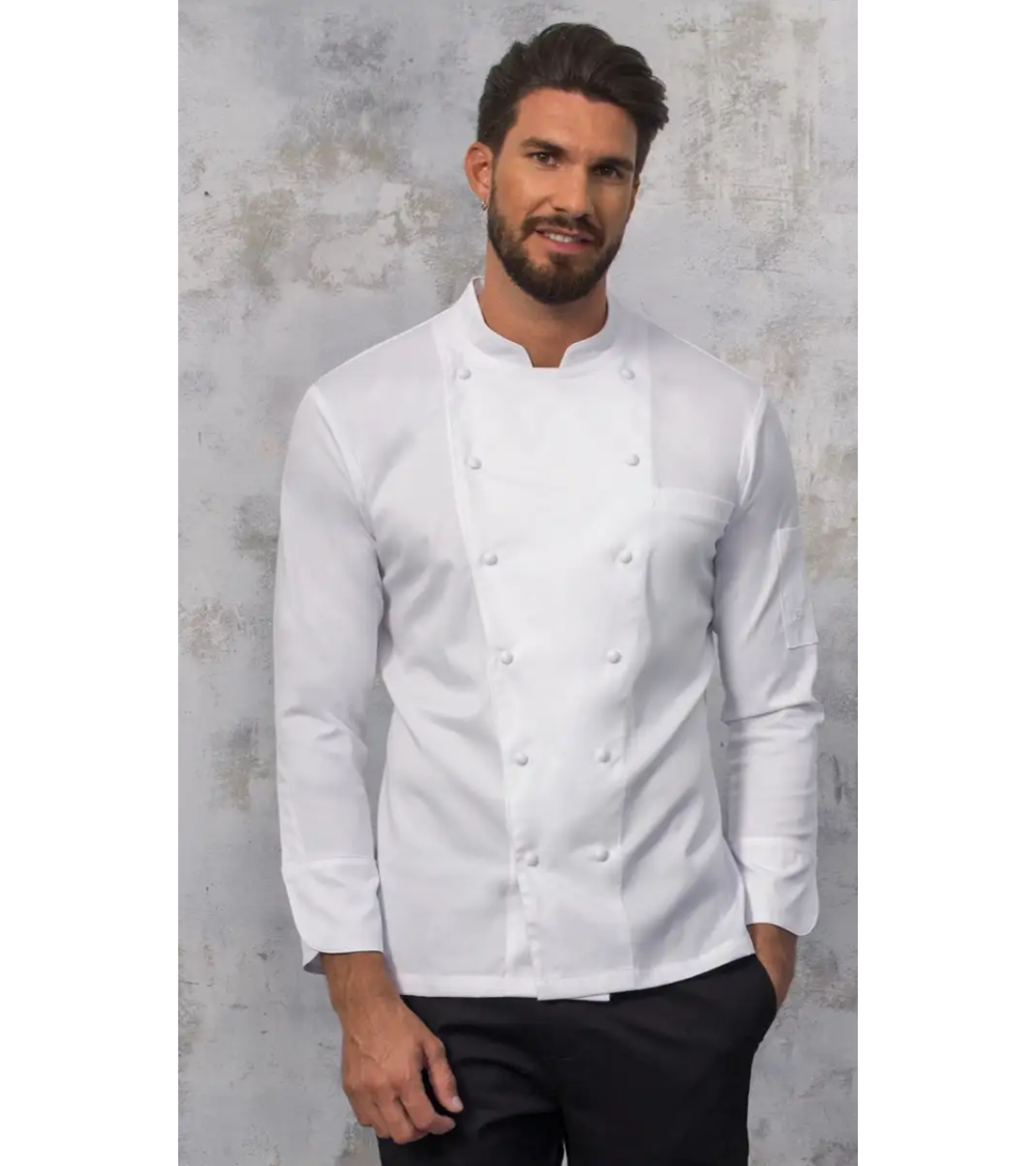  CHAQUETA COCINA CUELLO MAO Azules De Vergara