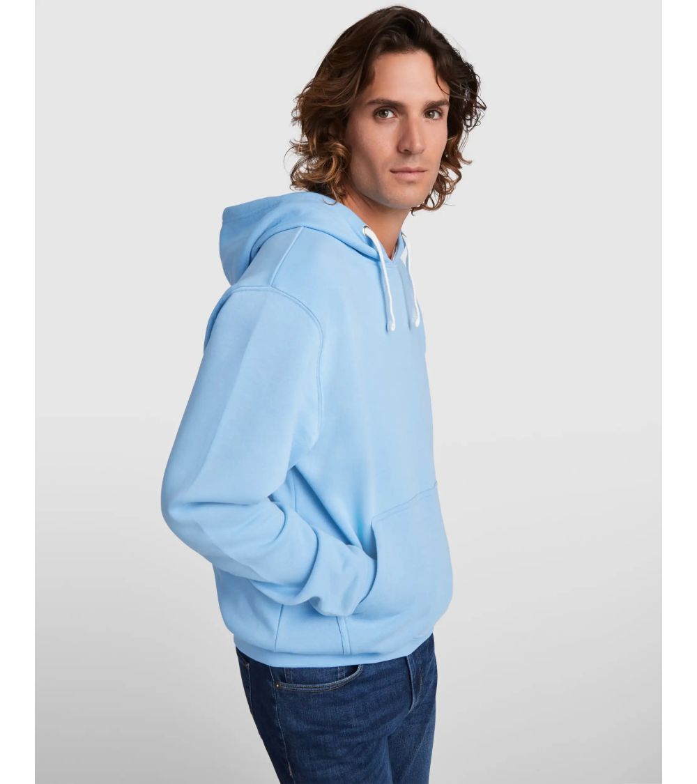 SUDADERA UNISEX CON CAPUCHA CELESTE
