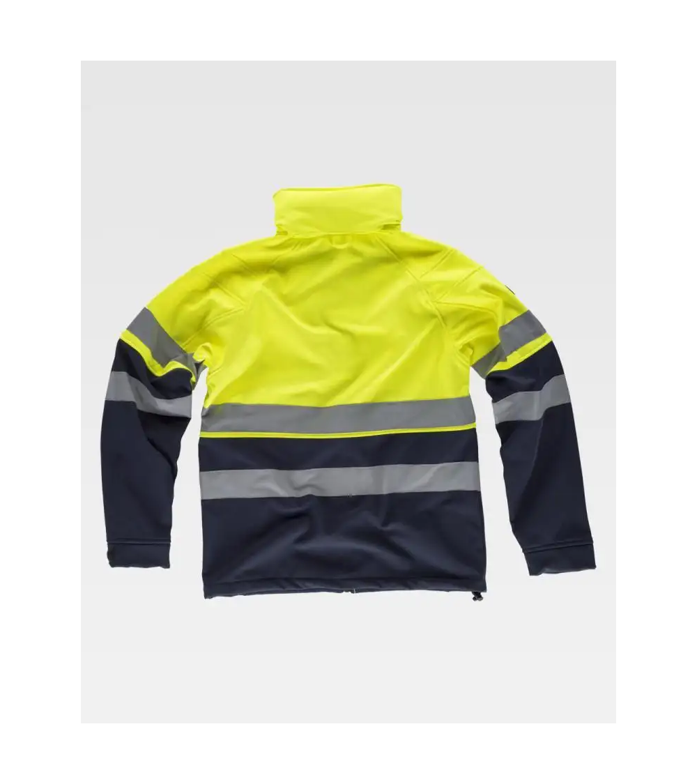 CHAQUETA SOFTSHELL ALTA VISIBILIDAD CON CAPUCHA AMARILLO