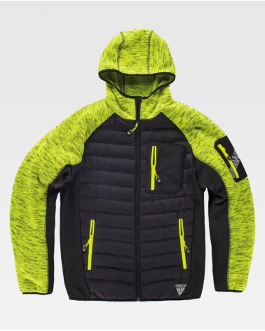 CHAQUETA DE PUNTO ACOLCHADA CON CAPUCHA amarillo - negro frente