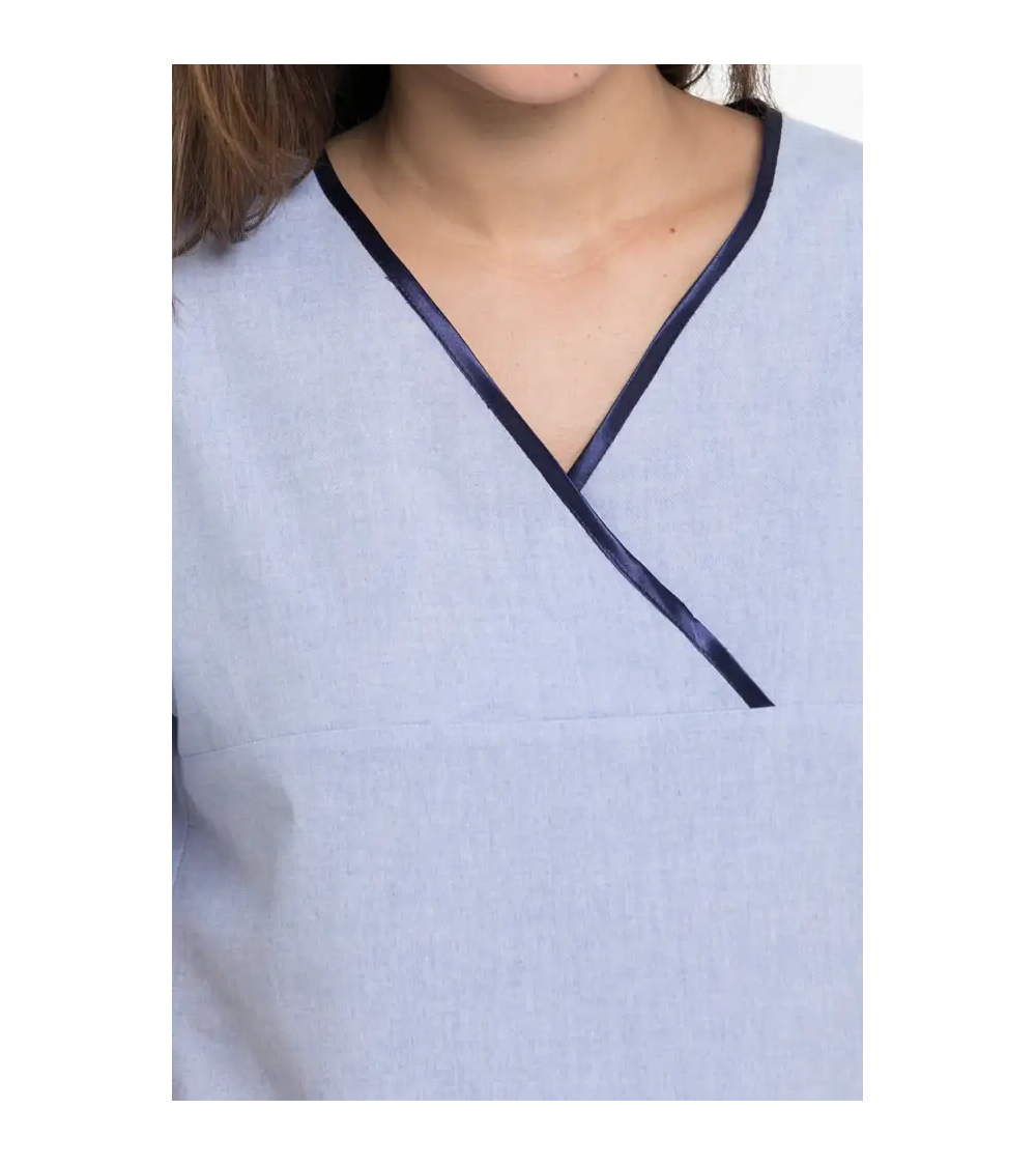 CASACA CUELLO V PARA CAMARERA AZUL