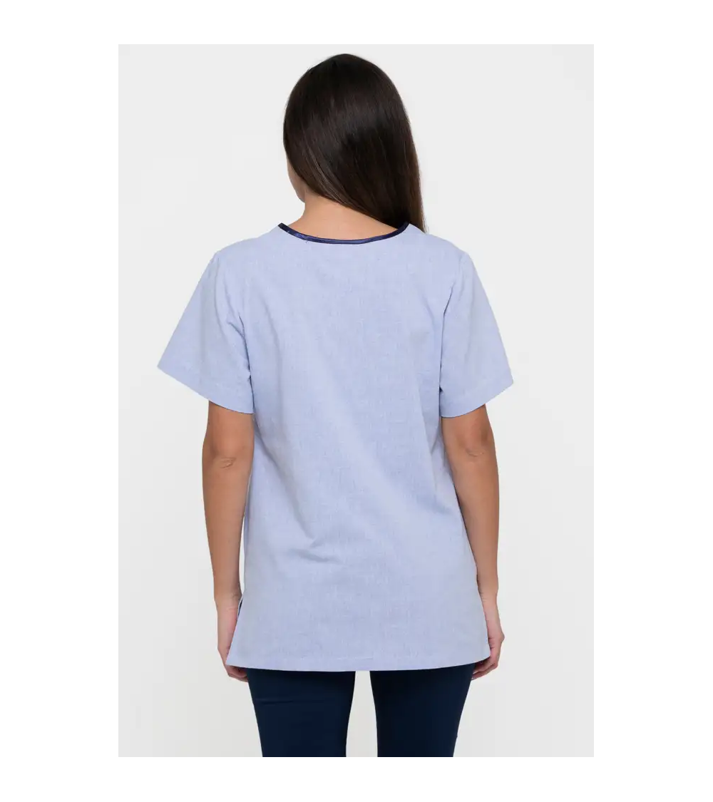 CASACA CUELLO V PARA CAMARERA AZUL