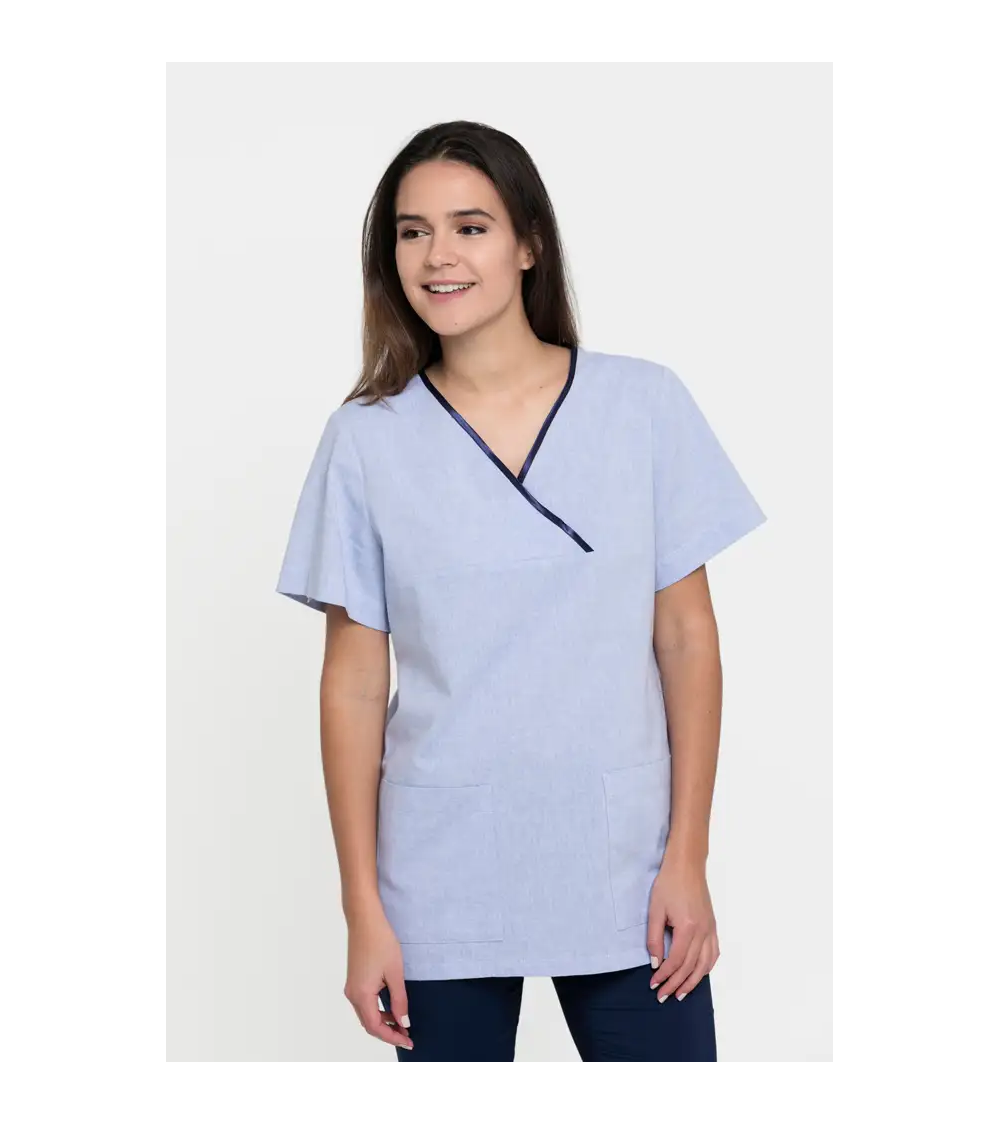 CASACA CUELLO V PARA CAMARERA AZUL