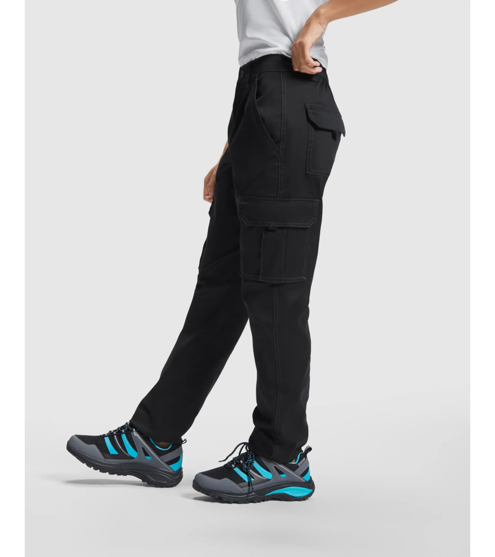 PANTALON DE MUJER MULTIBOLSILLOS ELÁSTICO NEGRO