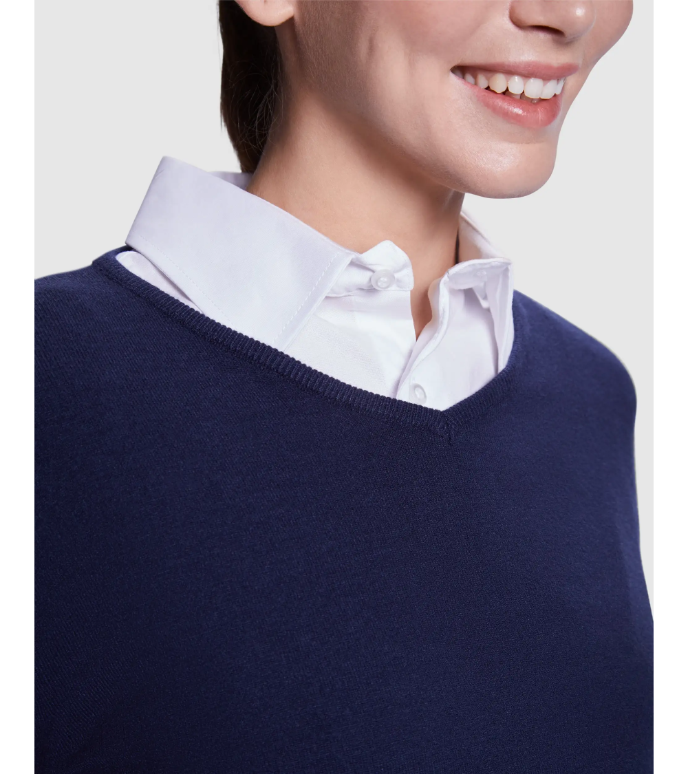 JERSEY DE MUJER CUELLO PICO MARINO