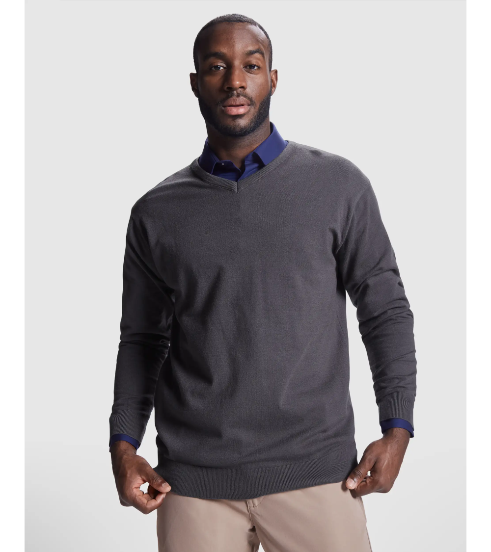 JERSEY DE HOMBRE CUELLO PICO gris oscuro