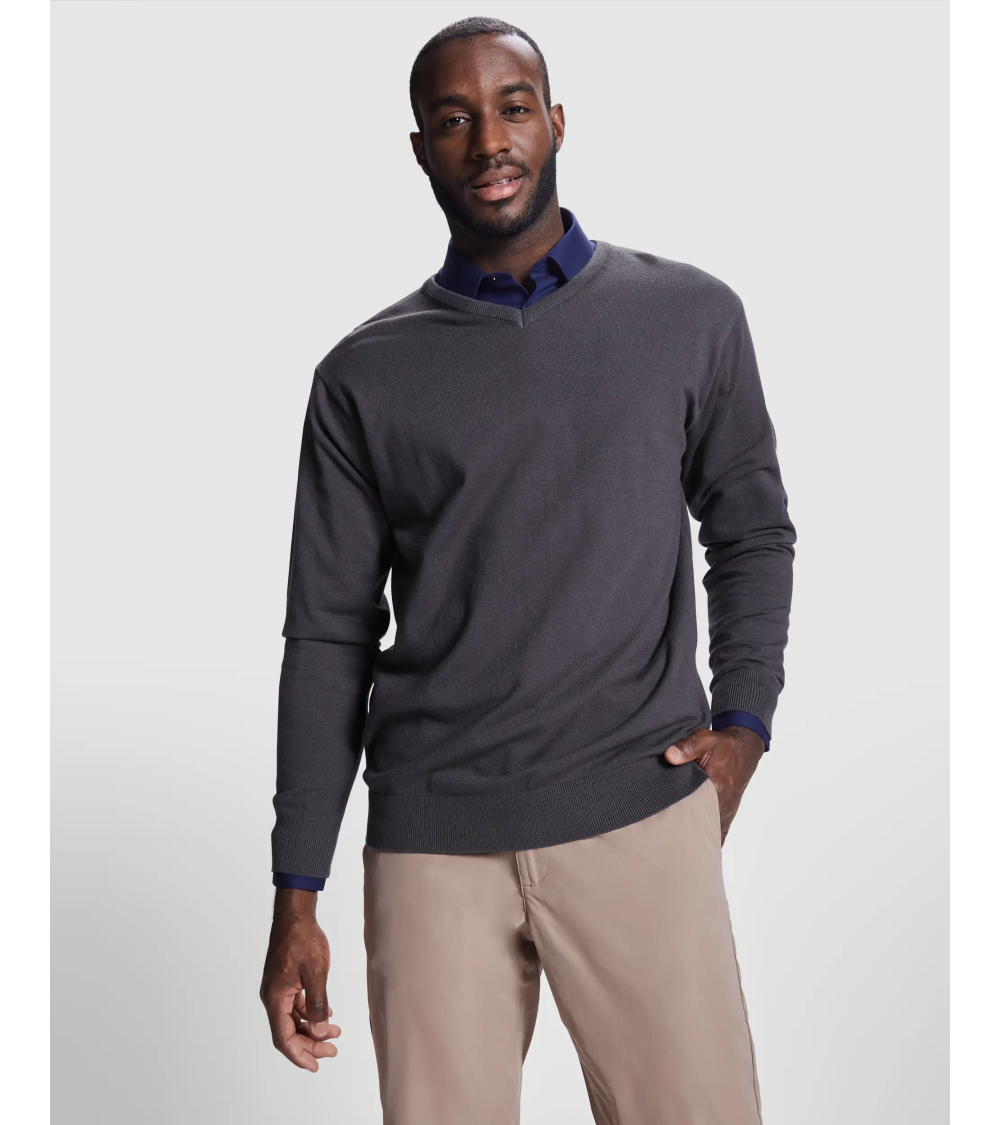 JERSEY DE HOMBRE CUELLO PICO gris oscuro