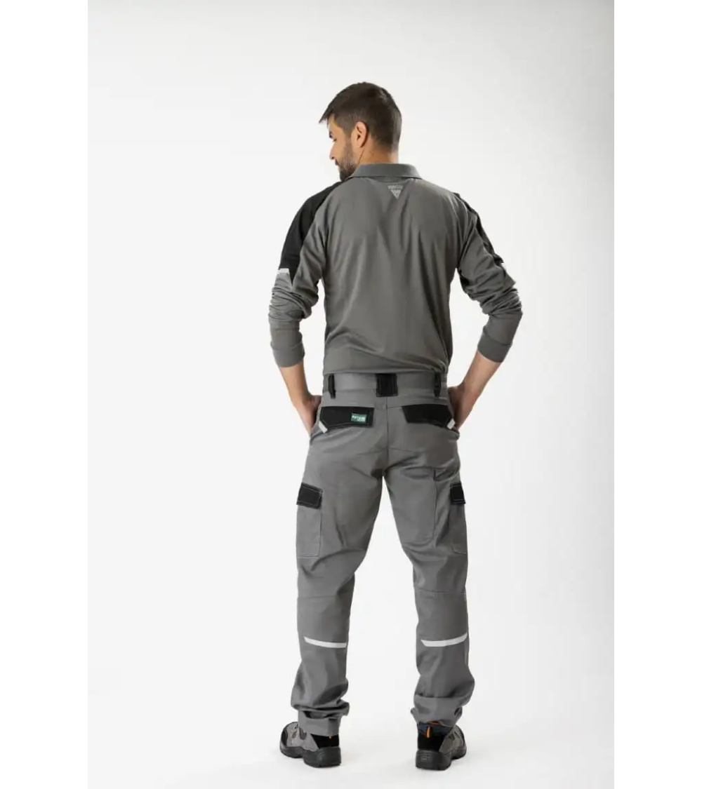 POLO MANGA LARGA CON DETALLES REFLECTANTES GRIS/NEGRO