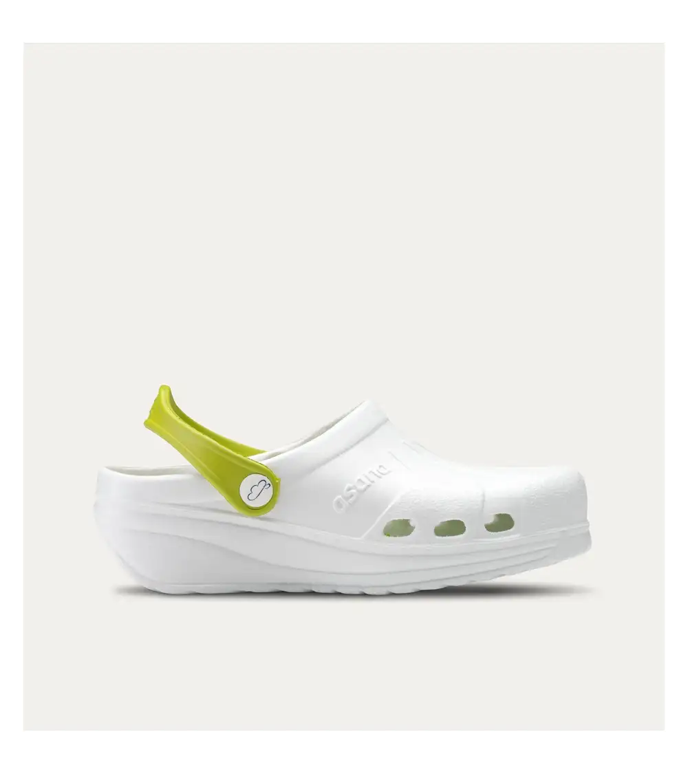 ZUECO SANITARIO ANATÓMICO MUJER BLANCO CORREA PISTACHO DIAGONAL