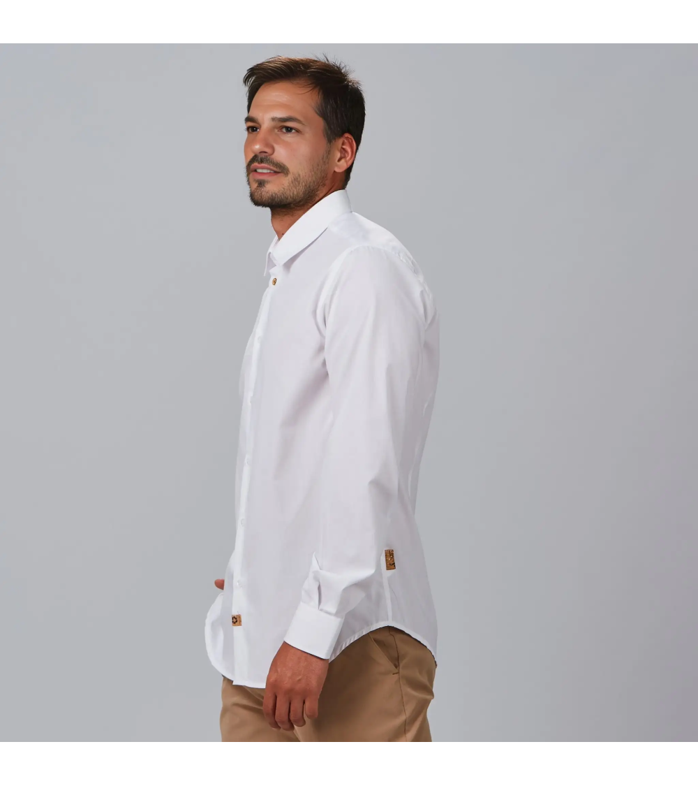 CAMISA HOMBRE BLANCA 65%POL RECICLADO MODELO