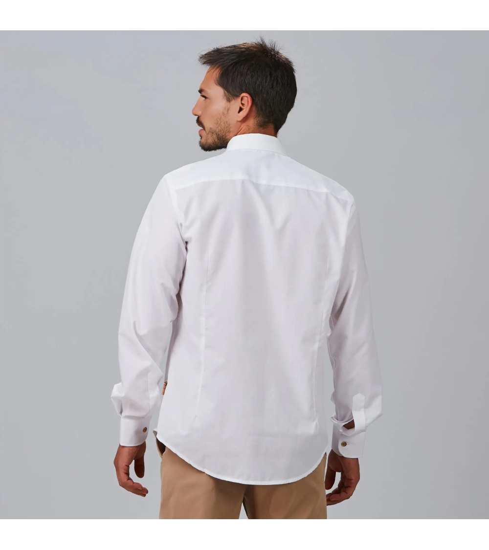 CAMISA HOMBRE BLANCA 65%POL RECICLADO MODELO