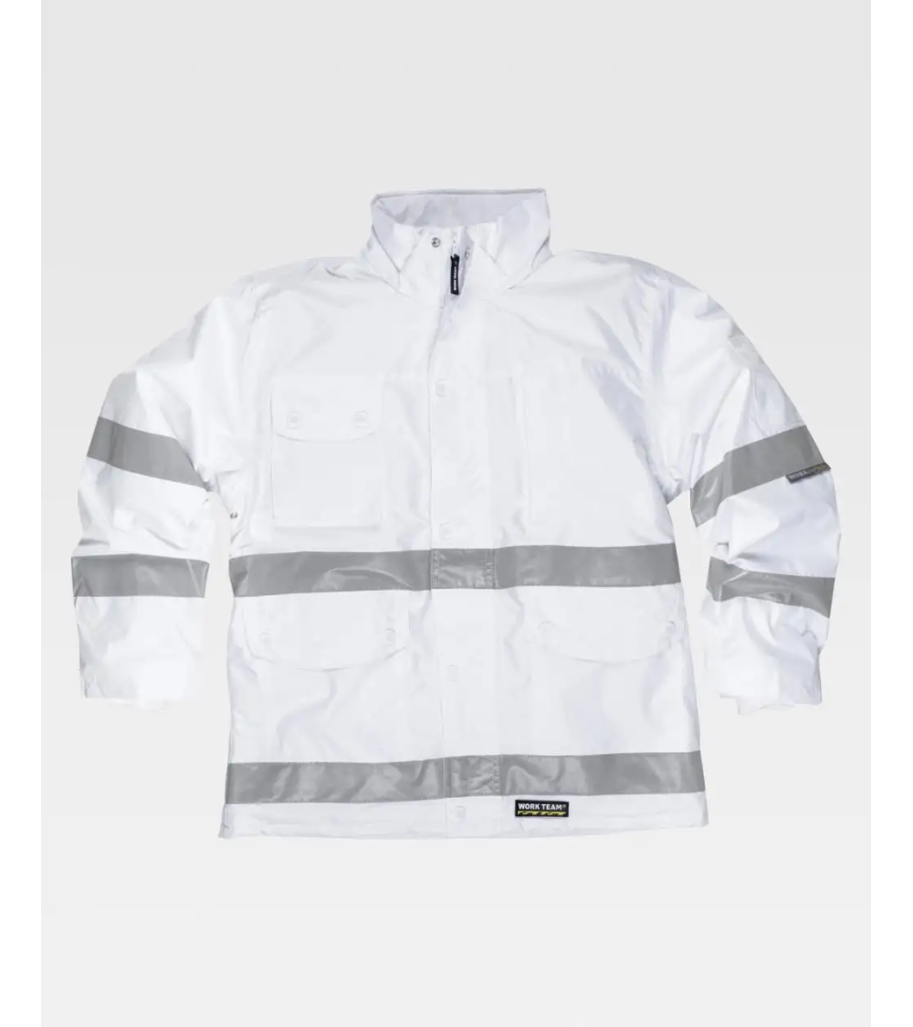 PARKA IMPERMEABLE CON BANDAS REFLECTANTES VERDE